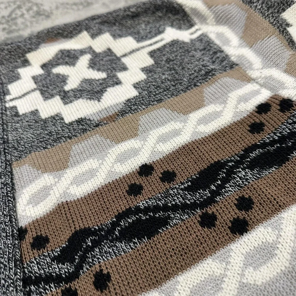 Hot Cashews Vintage Southwestern Geometric Cardigan Gray L XL USA